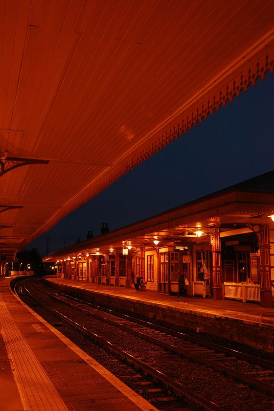 Rothiemurchus: Illuminated station platform at dusk