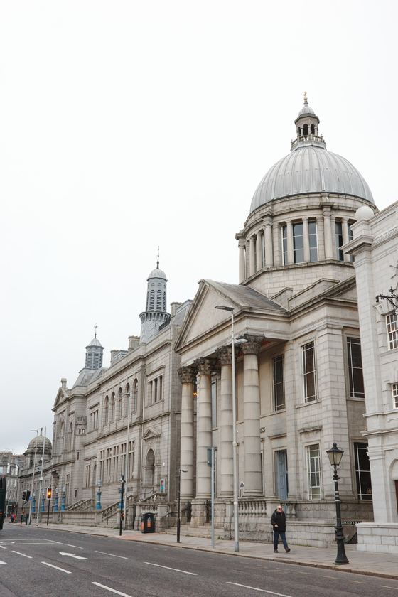 City Centre: Granite civic building along broad street