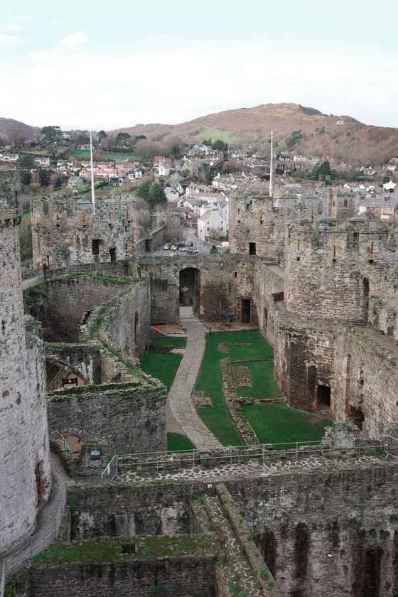 Conwy and Llandudno: Castle courtyard and walls from above