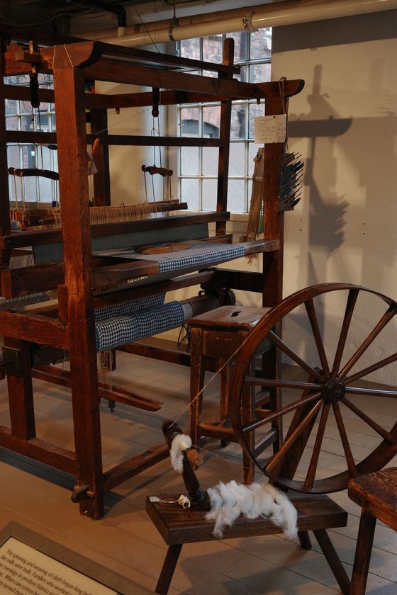 Manchester: Wooden loom framed inside the mill
