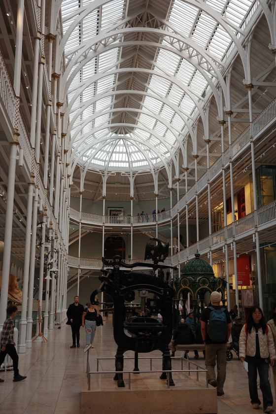 Museum: Museum hall with locomotive and vaulted roof