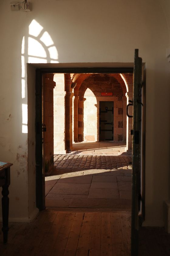 Culloden and Fort George: Fort doorways framing receding corridor