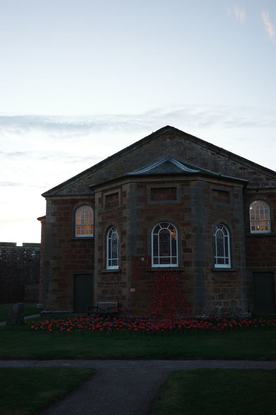 Culloden and Fort George: Fort chapel against pale sky
