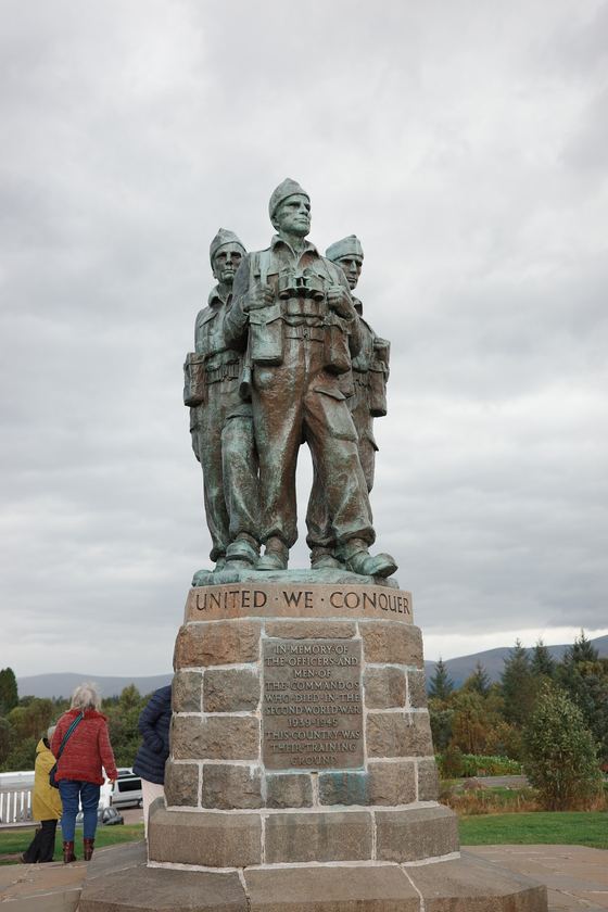Commando Memorial: Commando memorial against cloudy sky