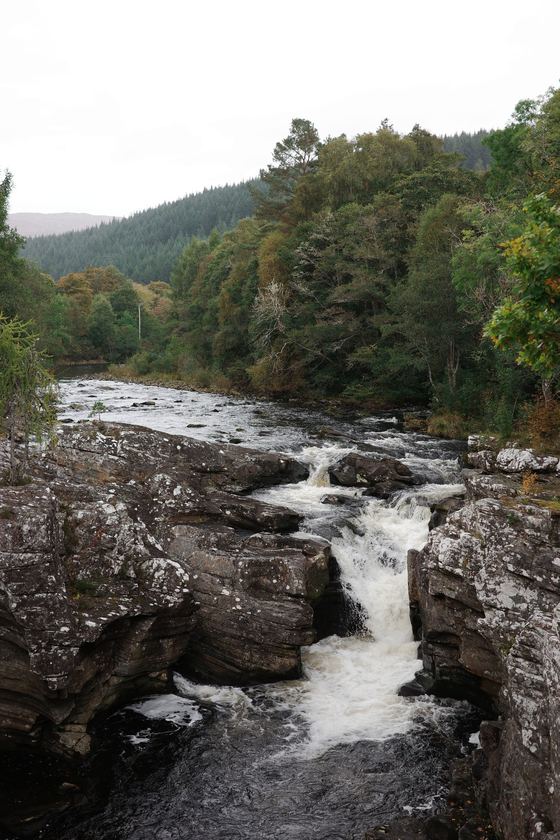 Fort Augustus: Waterfall framed by wooded banks