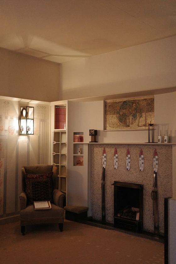Hill House: Warm sitting room and fireplace