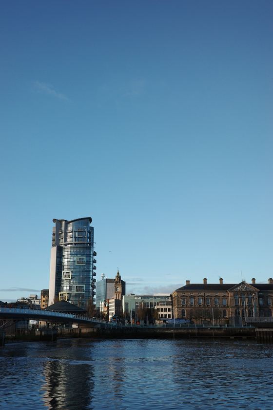 Belfast: Waterfront skyline reflected in river