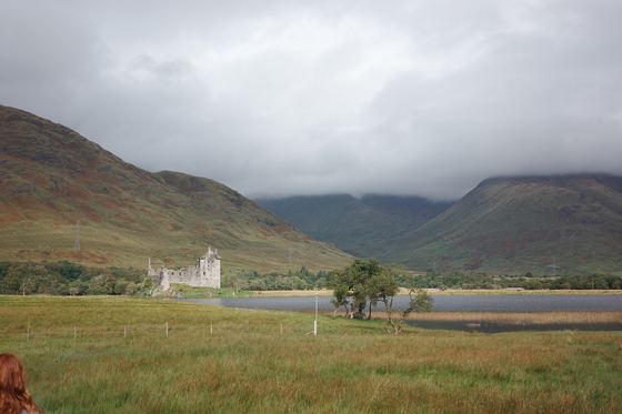 St Conan's Kirk and Kilchurn Castle: Castle ruin beneath broad hills