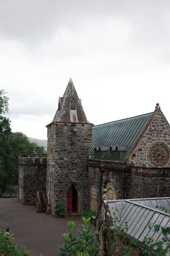 St Conan's Kirk and Kilchurn Castle: Kirk tower and patterned stonework