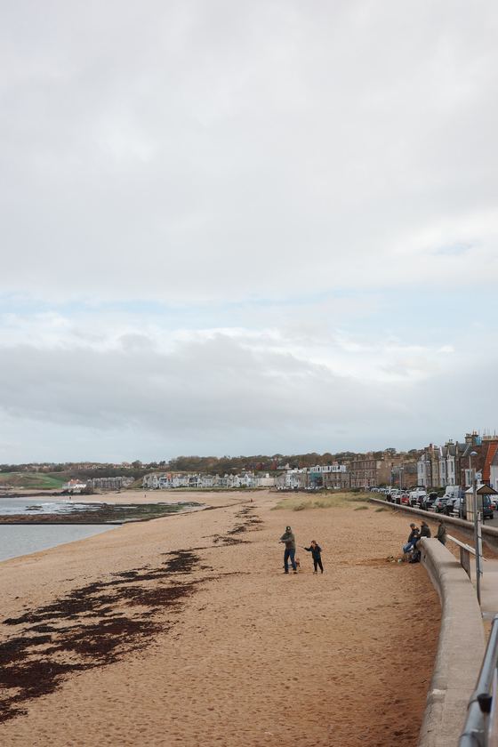 North Berwick: Curving beach beneath overcast sky