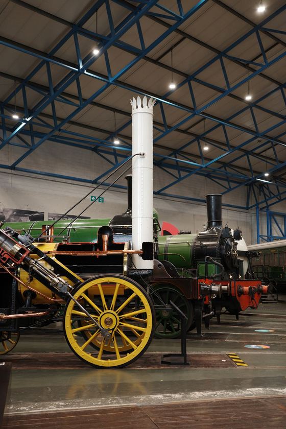 National Railway Museum: Early locomotive with bright yellow wheels