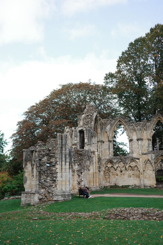 York: Abbey ruins framed by autumn trees